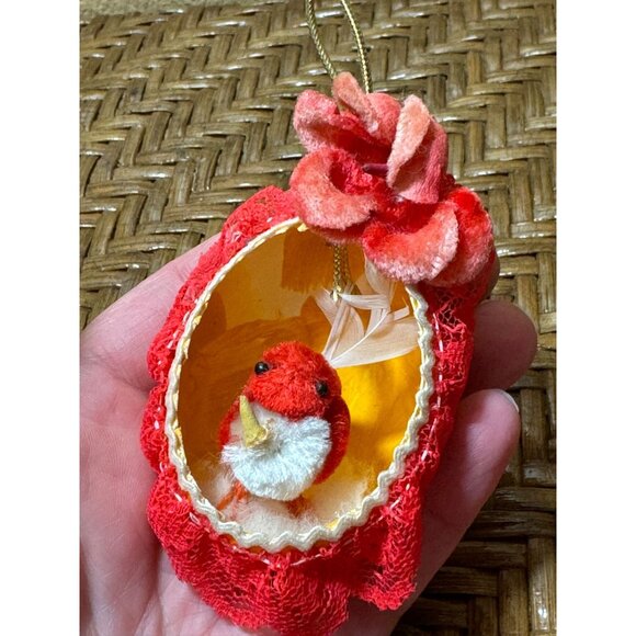 Vintage Handmade Bird-In-Nest Christmas Ornaments Real Eggs - Picture 4 of 6